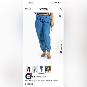 Buddha Jean Wash Blue Jogger Harem Pants—XL—unisex